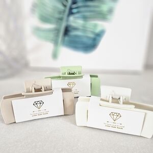 🆕️Large Hair Clips 3 PK Bundle Light Green Beige Ivory Pastel Color